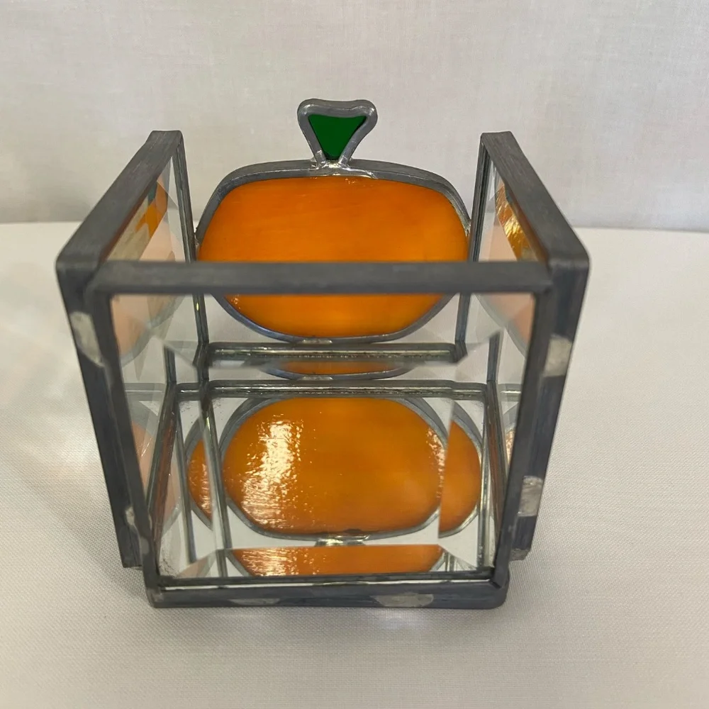 Pumpkin Candle Holder Stained Glass Grafe Studio 3 in. Fall Thanksgiving